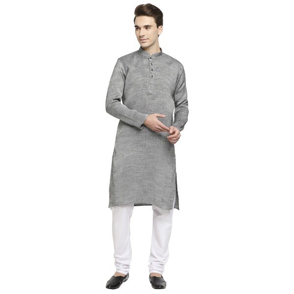 Great Khadi Cotton Kurta With Black Buttons